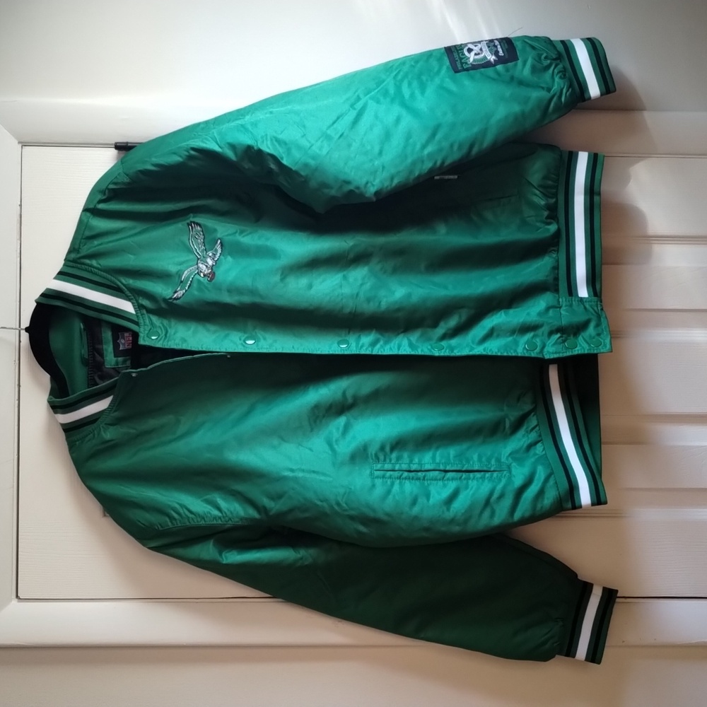 Philadelphia Eagles Kelly Green Satin Bomber Large